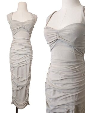 Lovely Cream Fitted Dress Midi Size Small Formal